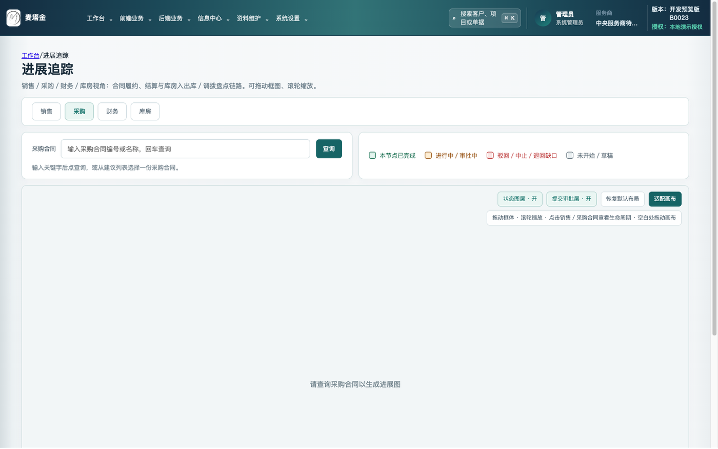 进展追踪画布界面截图
